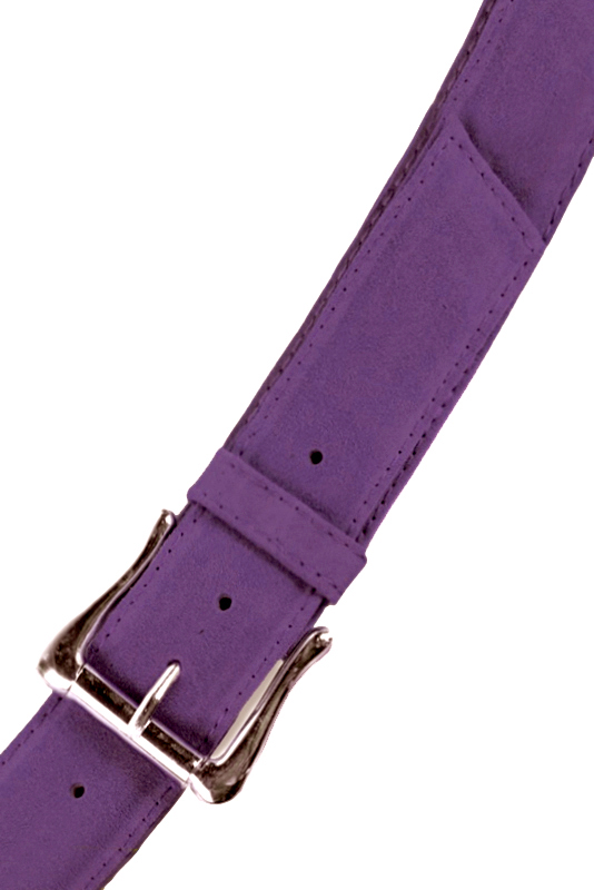 Amethyst purple women's dress belt, matching pumps and bags. Made to measure. Top view - Florence KOOIJMAN